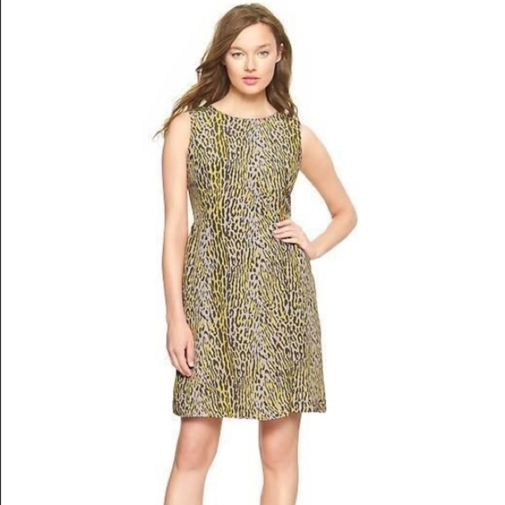 ☀️NEW GAP Yellow Black & Gray Animal Print Dress